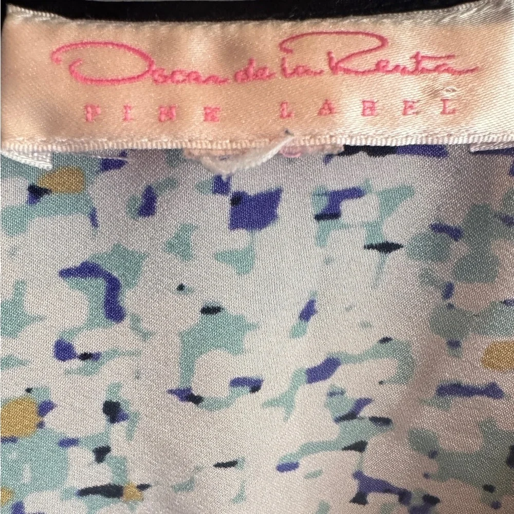 Oscar‎ de la Renta Pink Label Blue White Zip Nightgown Robe Size Large